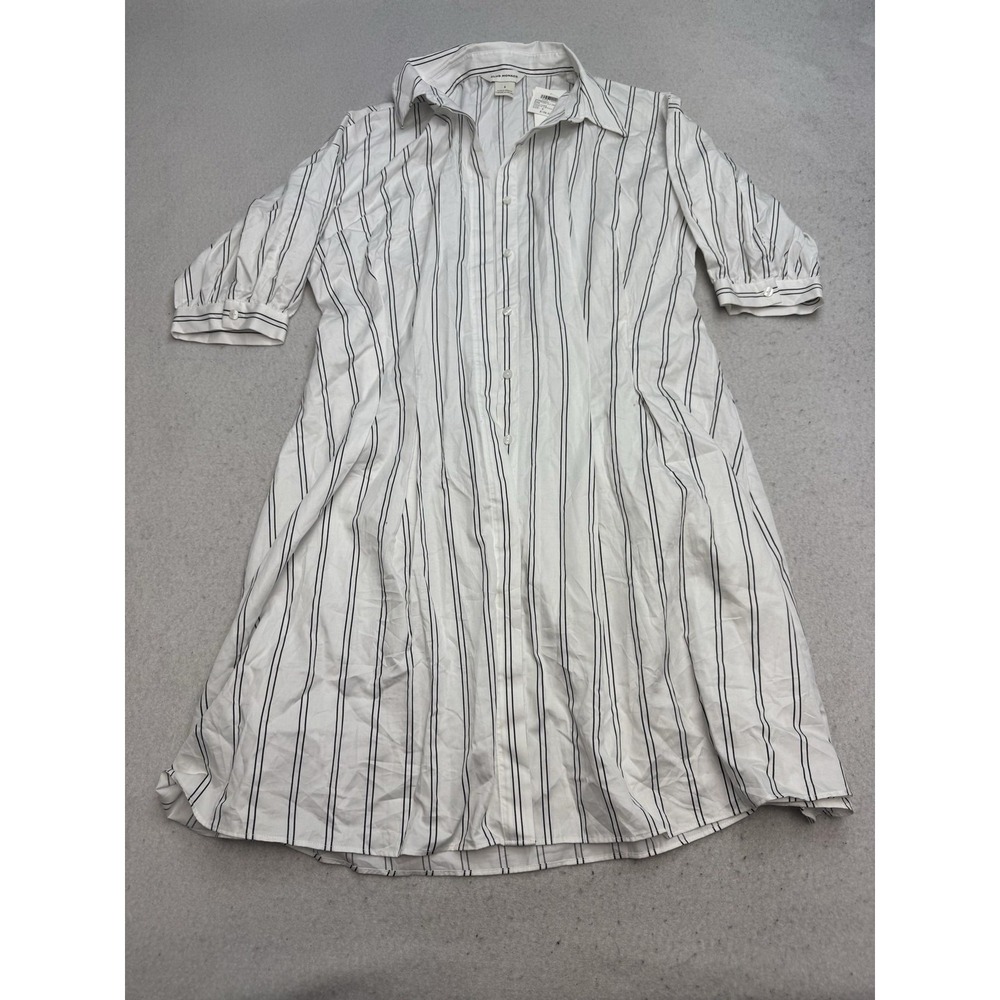 Club Monaco Sculptural Sleeve Shirt Dress Womens 6 White Striped Cotton Collared